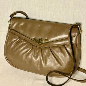 Vintage Etienne Aigner Taupe Leather Crossbody/Shoulder Bag